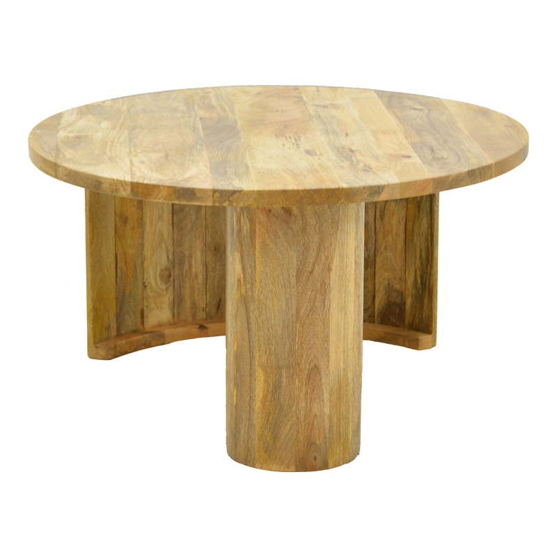 Τραπέζι σαλονιού Orban pakoworld μασίφ μάνγκο ξύλο σε φυσική απόχρωση Φ80x45εκ - Image 3