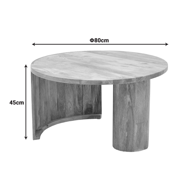 Τραπέζι σαλονιού Orban pakoworld μασίφ μάνγκο ξύλο σε φυσική απόχρωση Φ80x45εκ - Image 8