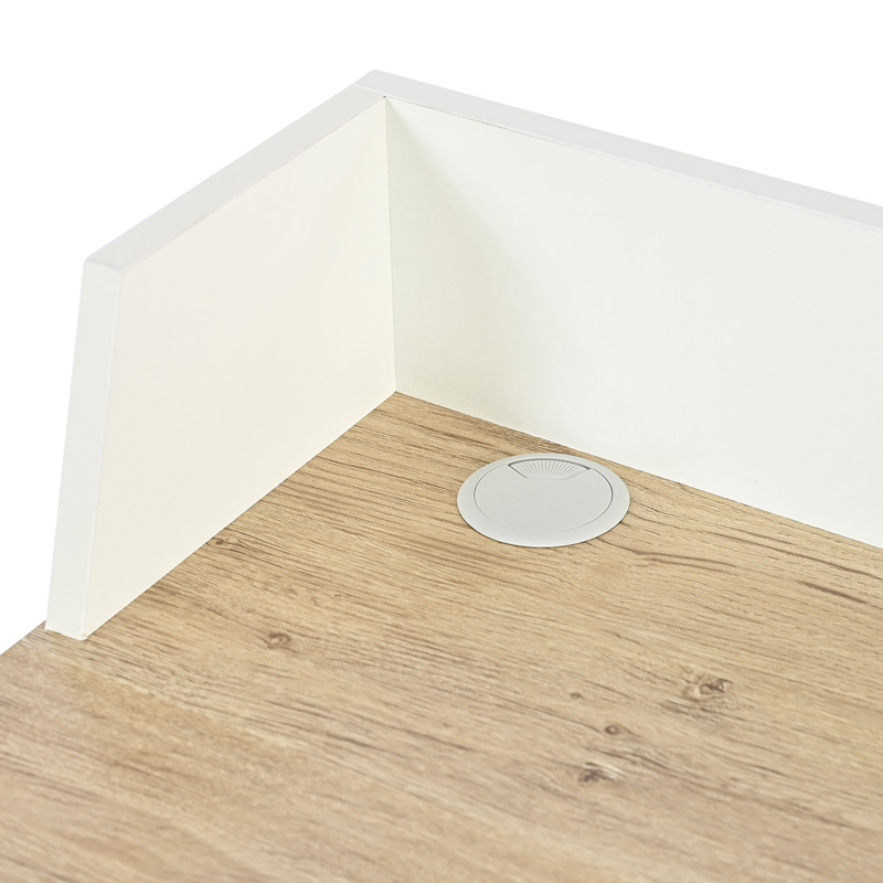 Γραφείο εργασίας Zervan pakoworld σε oak απόχρωση με πόδι λευκό μέταλλο 80x50x84εκ - Image 4