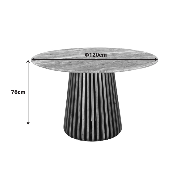 Τραπέζι Mable pakoworld μασίφ ξύλο ακακίας σε φυσική απόχρωση και επιφάνεια μαρμάρου Φ120x76εκ - Image 4