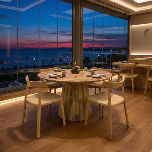 Τραπέζι Rahma I pakoworld μασιφ ξύλο mango 3εκ σε φυσική απόχρωση Φ120x77εκ