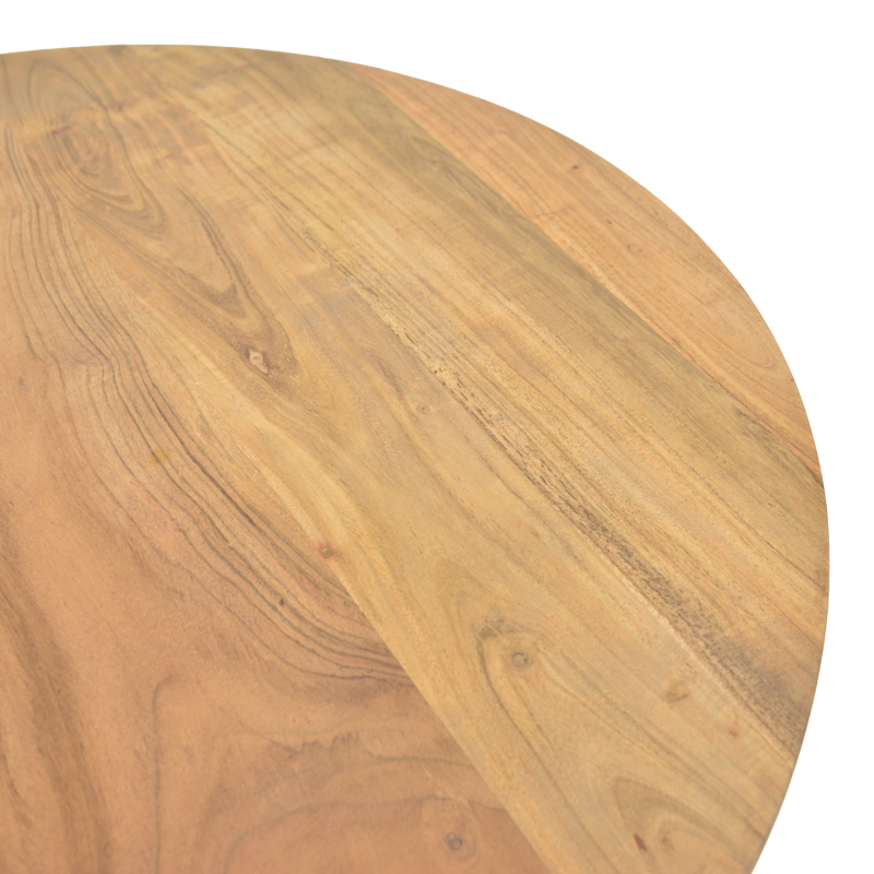 Τραπέζι σαλονιού Radiane pakoworld μασίφ ξύλο ακακίας σε φυσική απόχρωση Φ80x40εκ - Image 3