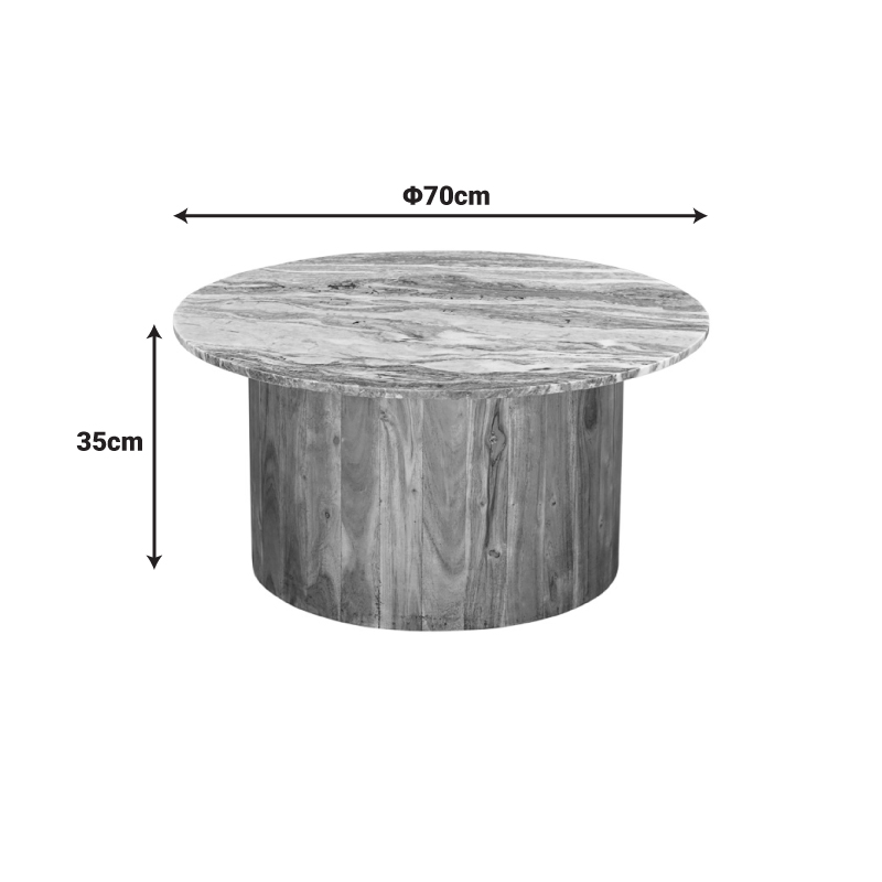 Τραπέζι σαλονιού Sergy pakoworld σετ 2 τμχ μασίφ ξύλο ακακίας σε φυσική απόχρωση με επιφάνεια μαρμάρου - Image 4