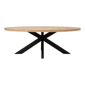 Τραπεζι Jenma pakoworld μασίφ mango ξύλο σε φυσική απόχρωση-πόδι μαύρο μέταλλο 200x100x76εκ