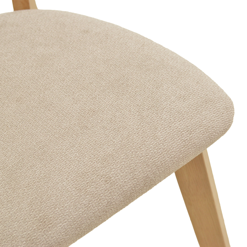 Καρέκλα Canon pakoworld rubberwood σε φυσική απόχρωση με γκρι μπεζ ύφασμα 43x52x83,5εκ - Image 7