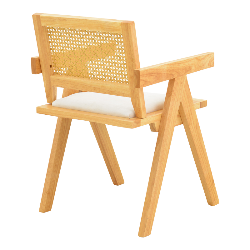 Πολυθρόνα Winslow pakoworld rubberwood σε φυσική απόχρωση-ύφασμα λευκό 51x54x80εκ - Image 2