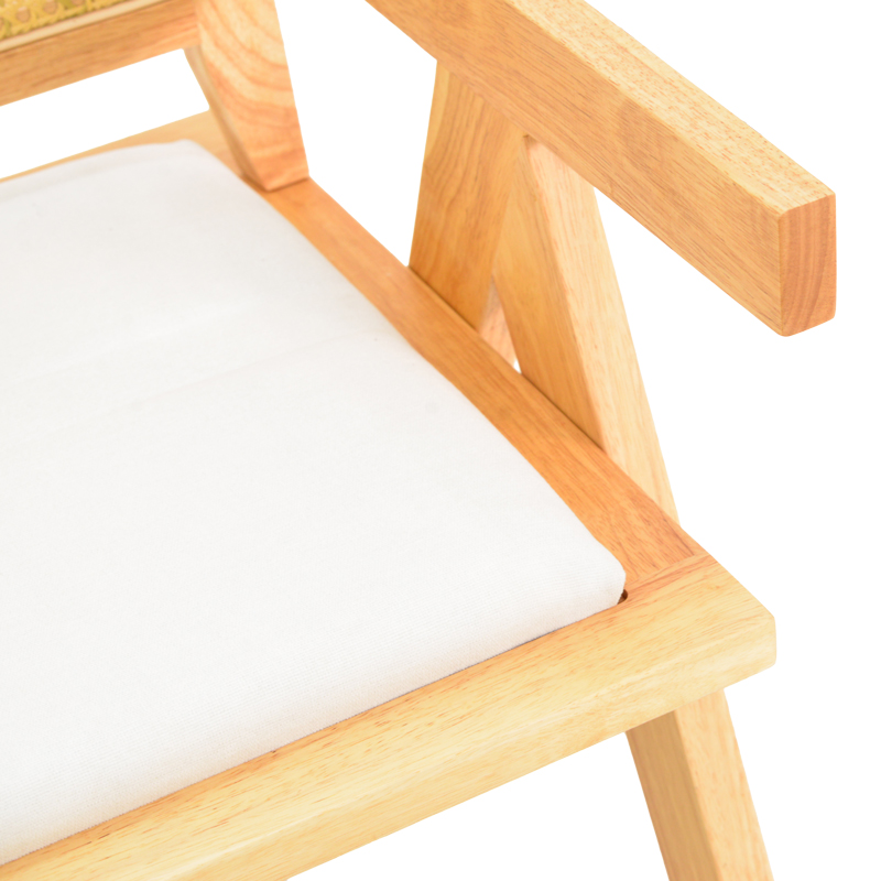 Πολυθρόνα Winslow pakoworld rubberwood σε φυσική απόχρωση-ύφασμα λευκό 51x54x80εκ - Image 7