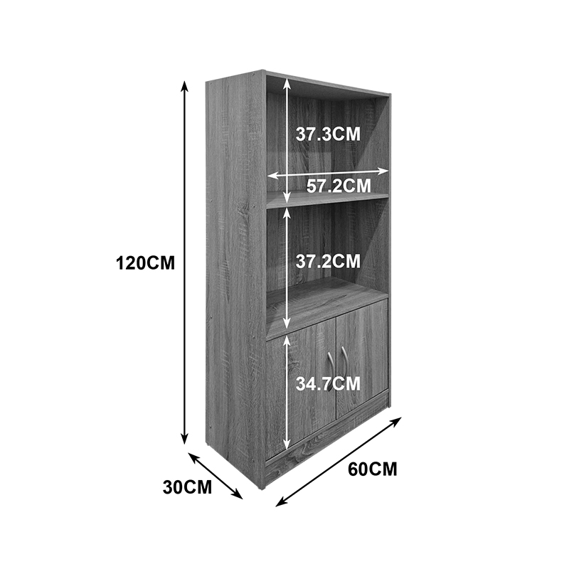 Βιβλιοθήκη Tekaro pakoworld ανθρακί 60x30x120εκ - Image 4