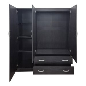 Ντουλάπα τρίφυλλη με 2 συρτάρια Alvia pakoworld wenge150x51x180εκ