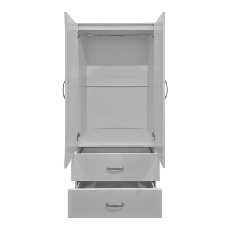 Ντουλάπα δίφυλλη με 2 συρτάρια Alvia pakoworld λευκή 80x51.5x180εκ - Image 2