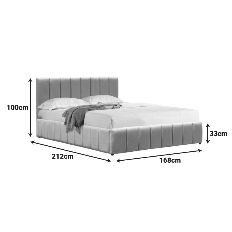 Κρεβάτι Snuggle pakoworld με αποθηκευτικό χώρο βελούδο γκρι 160x200εκ - Image 5