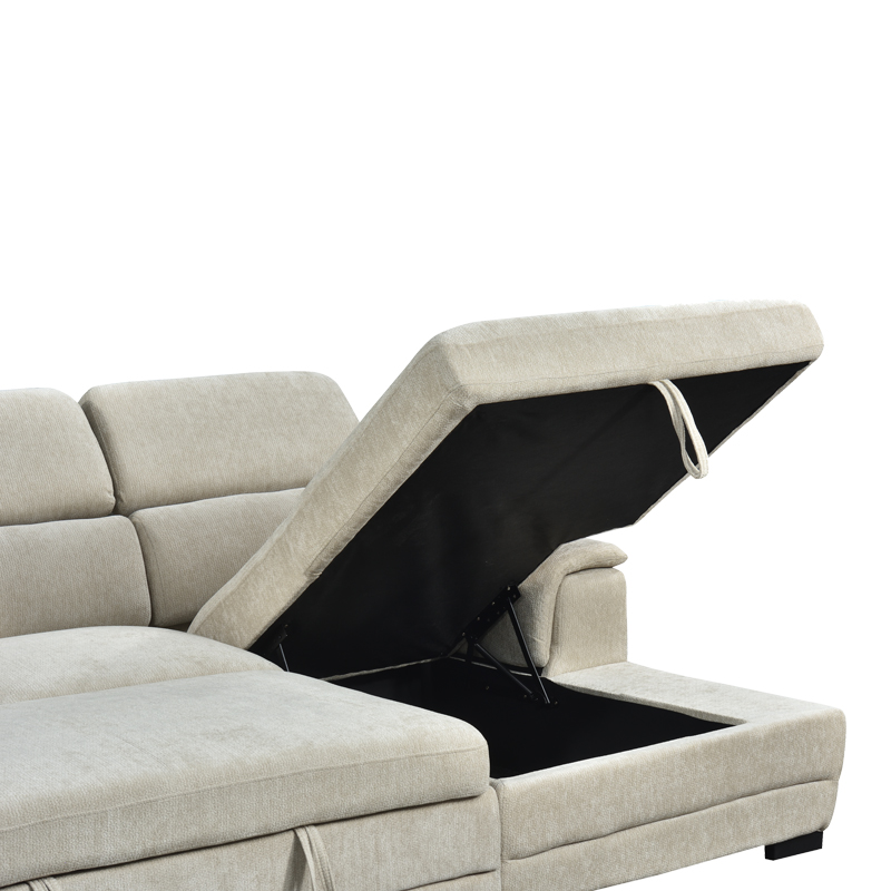 Γωνιακός καναπές-κρεβάτι αριστερή γωνία Dreamora pakoworld με αποθηκευτικό χώρο ύφασμα μπεζ 270x167x82εκ - Image 6