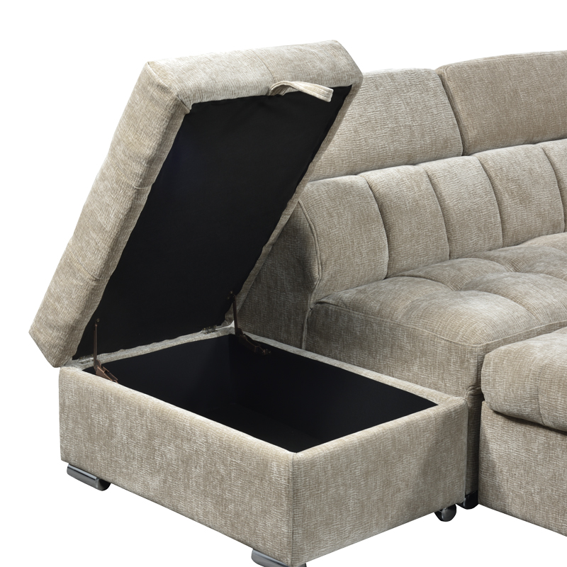 Γωνιακός καναπές-κρεβάτι αριστερή γωνία Nuvora pakoworld με αποθηκευτικό χώρο μπεζ ύφασμα 244x225x79εκ - Image 6