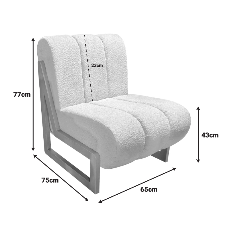 Πολυθρόνα Cocoon pakoworld ύφασμα σε λευκή -πόδια σε φυσική απόχρωση 65x75x77εκ - Image 3