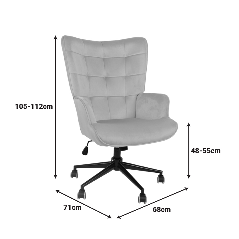 Καρέκλα γραφείου διευθυντή Lobima pakoworld περιστρεφόμενη κρεμ βελούδο 68x71x105-112εκ - Image 7