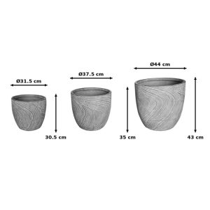 Κασπώ Anthea pakoworld σετ 3τεμ κεραμικό σε αντικέ γκρι απόχρωση