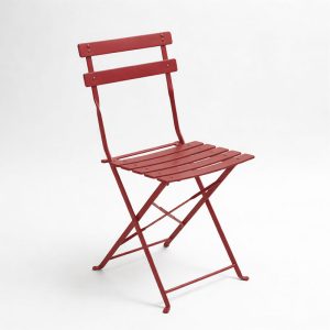 Καρέκλα Bistro pakoworld μεταλλική αναδιπλούμενη σε απόχρωση terracotta 42x46x82εκ