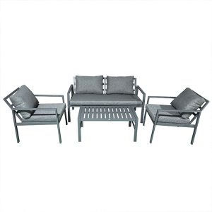 Σαλόνι Gardenly pakoworld σετ 4τμχ αλουμίνιο σε ανθρακί απόχρωση με ανθρακί μαξιλάρια