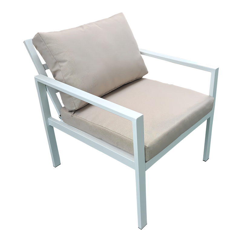 Σαλόνι Gardenly pakoworld σετ 4τμχ αλουμίνιο σε λευκή απόχρωση με μπεζ μαξιλάρια - Image 3