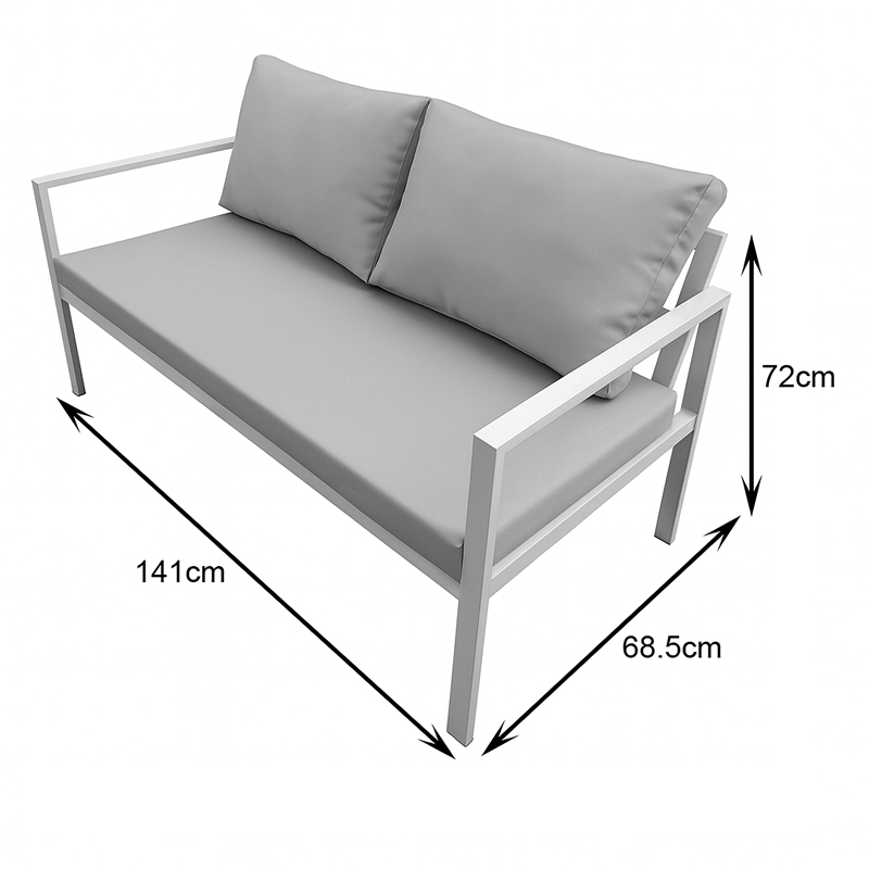 Σαλόνι Gardenly pakoworld σετ 4τμχ αλουμίνιο σε λευκή απόχρωση με μπεζ μαξιλάρια - Image 5