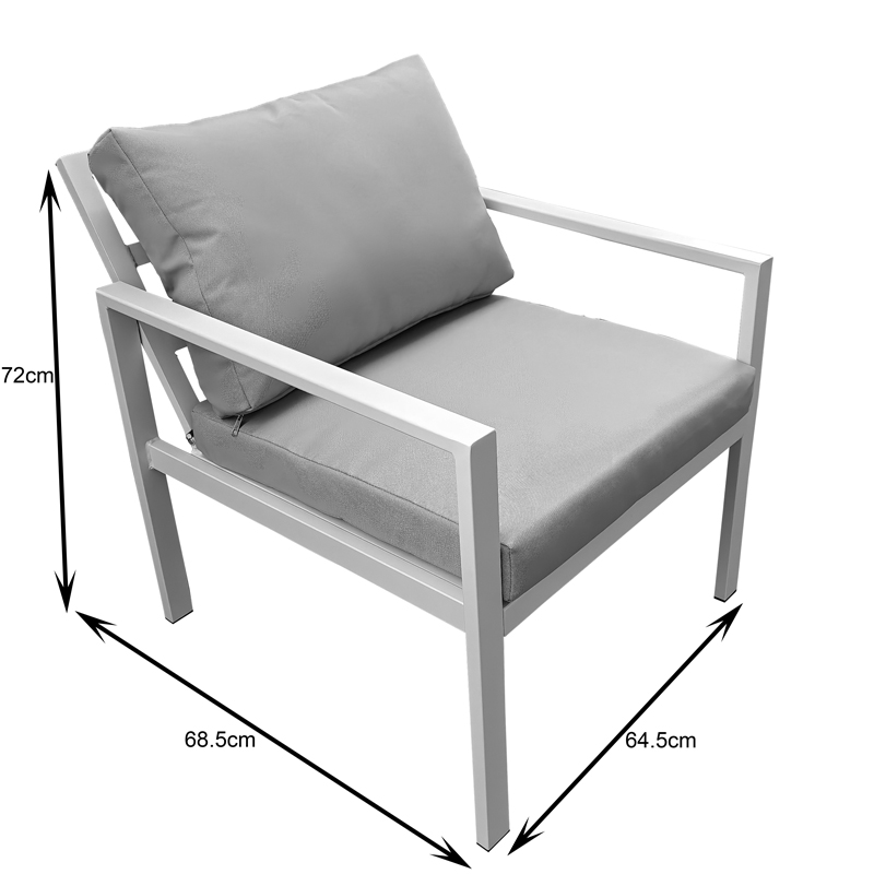 Σαλόνι Gardenly pakoworld σετ 4τμχ αλουμίνιο σε λευκή απόχρωση με μπεζ μαξιλάρια - Image 6