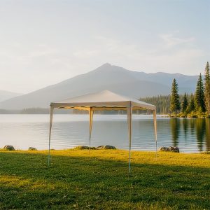 Κιόσκι Gazebo pakoworld μεταλλικός σκελετός - ύφασμα μπεζ 3x3m