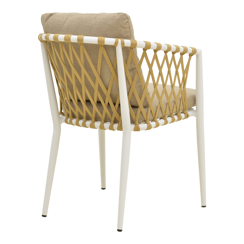 Πολυθρόνα Peluxe pakoworld αλουμίνιο λευκό-pe σχοινί φυσικό-μαξιλάρια μπεζ 54x62x75,5εκ - Image 2