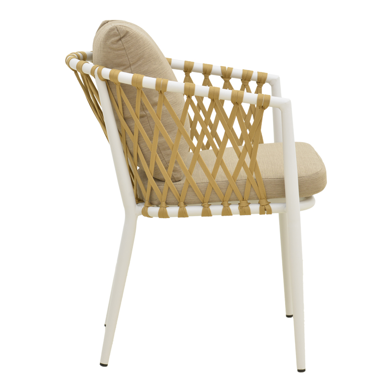 Πολυθρόνα Peluxe pakoworld αλουμίνιο λευκό-pe σχοινί φυσικό-μαξιλάρια μπεζ 54x62x75,5εκ - Image 3