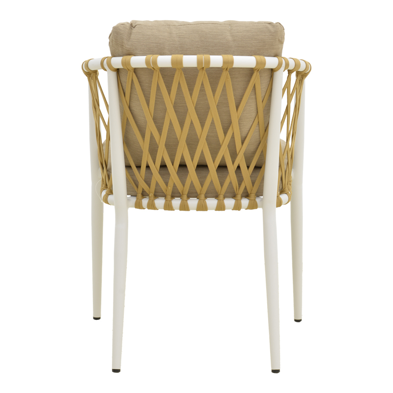 Πολυθρόνα Peluxe pakoworld αλουμίνιο λευκό-pe σχοινί φυσικό-μαξιλάρια μπεζ 54x62x75,5εκ - Image 5