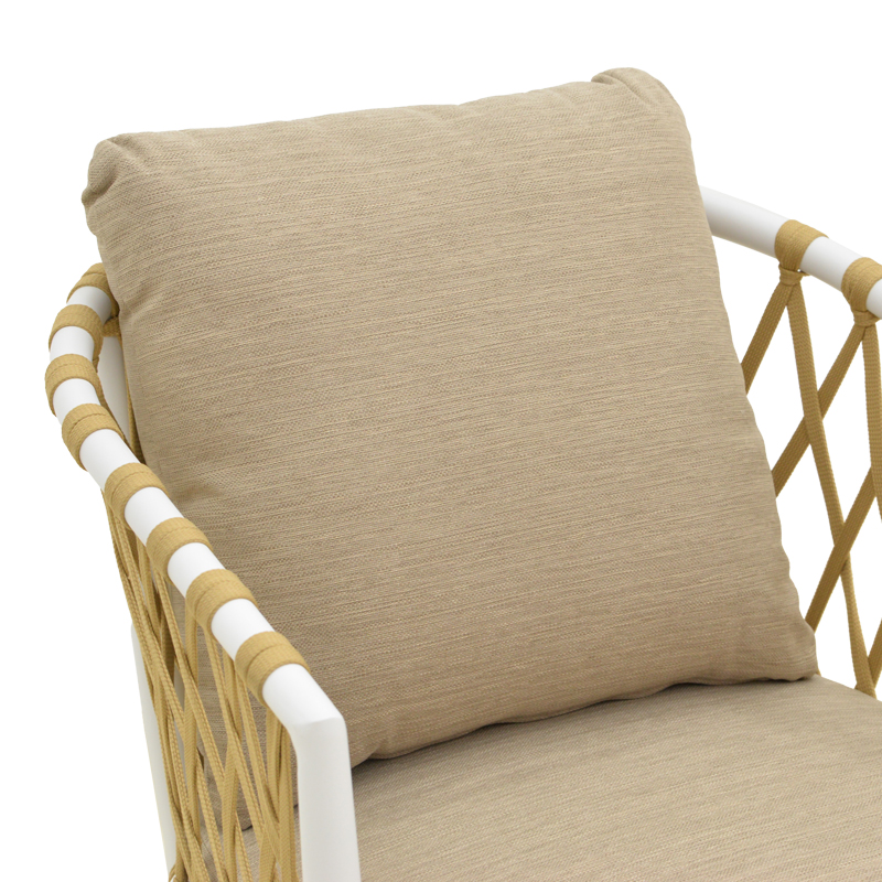 Πολυθρόνα Peluxe pakoworld αλουμίνιο λευκό-pe σχοινί φυσικό-μαξιλάρια μπεζ 54x62x75,5εκ - Image 6