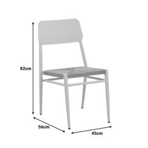 Καρέκλα Giardino pakoworld στοιβαζόμενη αλουμίνιο σε λευκή -pe rattan σε φυσική απόχρωση 45x56x82εκ