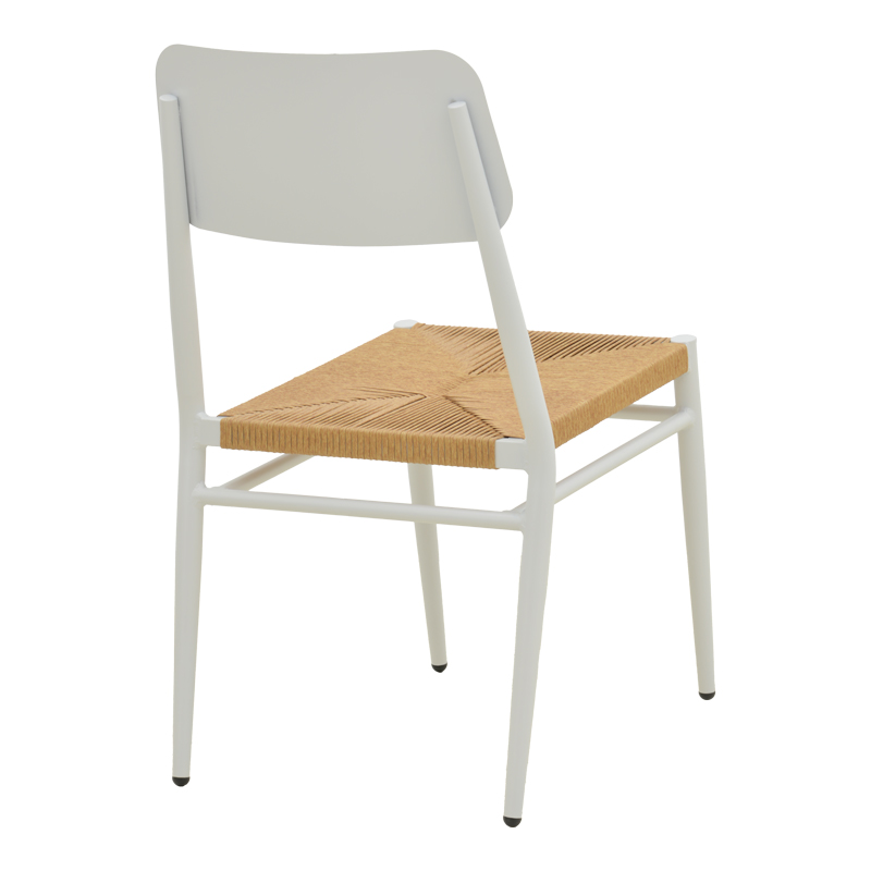 Καρέκλα Giardino pakoworld στοιβαζόμενη αλουμίνιο σε λευκή -pe rattan σε φυσική απόχρωση 45x56x82εκ - Image 2