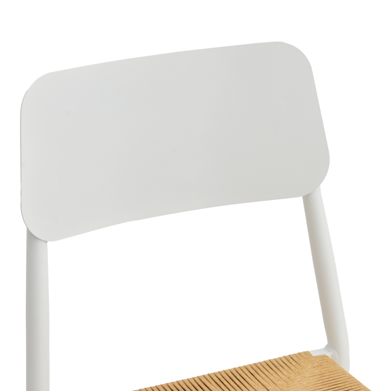 Καρέκλα Giardino pakoworld στοιβαζόμενη αλουμίνιο σε λευκή -pe rattan σε φυσική απόχρωση 45x56x82εκ - Image 6