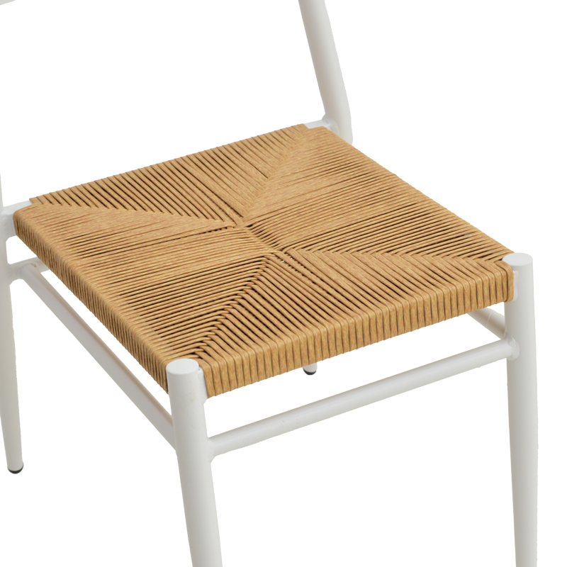 Καρέκλα Giardino pakoworld στοιβαζόμενη αλουμίνιο σε λευκή -pe rattan σε φυσική απόχρωση 45x56x82εκ - Image 7