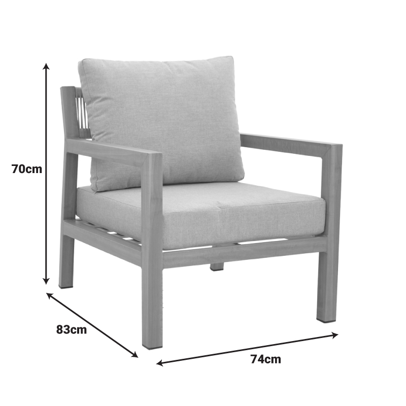 Σαλόνι κήπου Andasio pakoworld σετ 4τεμ αλουμίνιο κ σχοινί σε φυσική- μαξιλάρια σε γκρι απόχρωση - Image 12