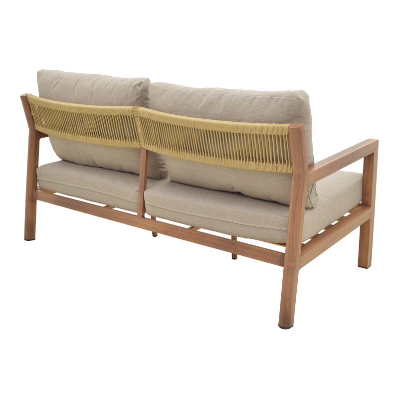 Σαλόνι κήπου Andasio pakoworld σετ 4τεμ αλουμίνιο κ σχοινί σε φυσική- μαξιλάρια σε γκρι απόχρωση - Image 2