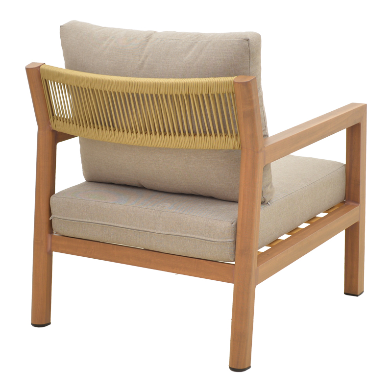 Σαλόνι κήπου Andasio pakoworld σετ 4τεμ αλουμίνιο κ σχοινί σε φυσική- μαξιλάρια σε γκρι απόχρωση - Image 5