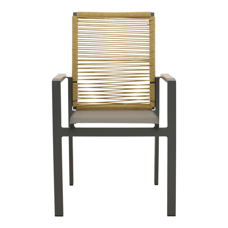 Πολυθρόνα Aegean pakoworld στοιβαζόμενη teak-pe σχοινί σε φυσική - αλουμίνιο κ textline σε ανθρακί απόχρωση 56.5x58x91εκ - Image 4