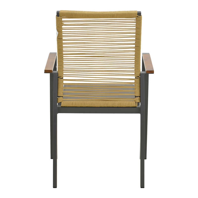 Πολυθρόνα Aegean pakoworld στοιβαζόμενη teak-pe σχοινί σε φυσική - αλουμίνιο κ textline σε ανθρακί απόχρωση 56.5x58x91εκ - Image 5