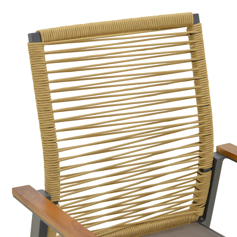 Πολυθρόνα Aegean pakoworld στοιβαζόμενη teak-pe σχοινί σε φυσική - αλουμίνιο κ textline σε ανθρακί απόχρωση 56.5x58x91εκ - Image 6