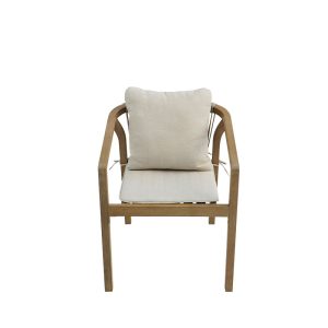 Πολυθρόνα Malibu II pakoworld μασίφ ξύλο ακακίας-ύφασμα σε φυσική-μπεζ απόχρωση 58x63x74εκ