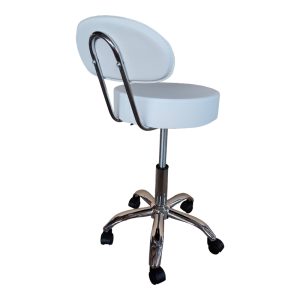 Σκαμπό γραφείου-εργασίας τροχήλατο με πλάτη Tebere pakoworld pu σε λευκή απόχρωση Φ35x66-80εκ