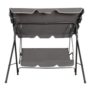 Κούνια κήπου Globo pakoworld μέταλλο μαύρο-ύφασμα σε ανθρακί απόχρωση 170x110x153εκ