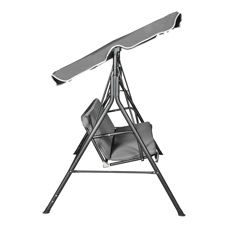 Κούνια κήπου Globo pakoworld μέταλλο μαύρο-ύφασμα σε ανθρακί απόχρωση 170x110x153εκ - Image 2