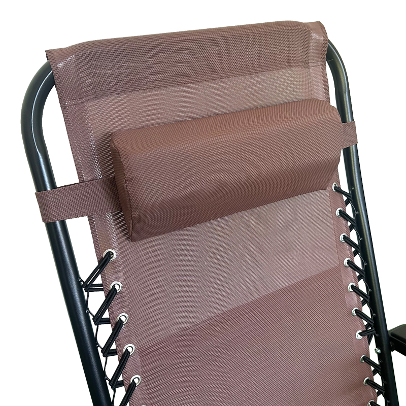 Πολυθρόνα relax πτυσσόμενη Mirka pakoworld textilene-μέταλλο σε καφέ-μαύρη απόχρωση 65x165x110εκ - Image 4