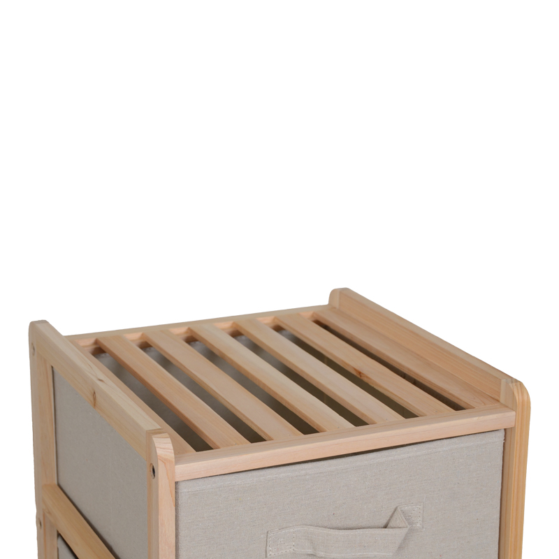 Συρταριέρα Wolen pakoworld ξύλο ελάτου-ύφασμα σε φυσική-μπεζ απόχρωση 34.5x36.5x67εκ - Image 3