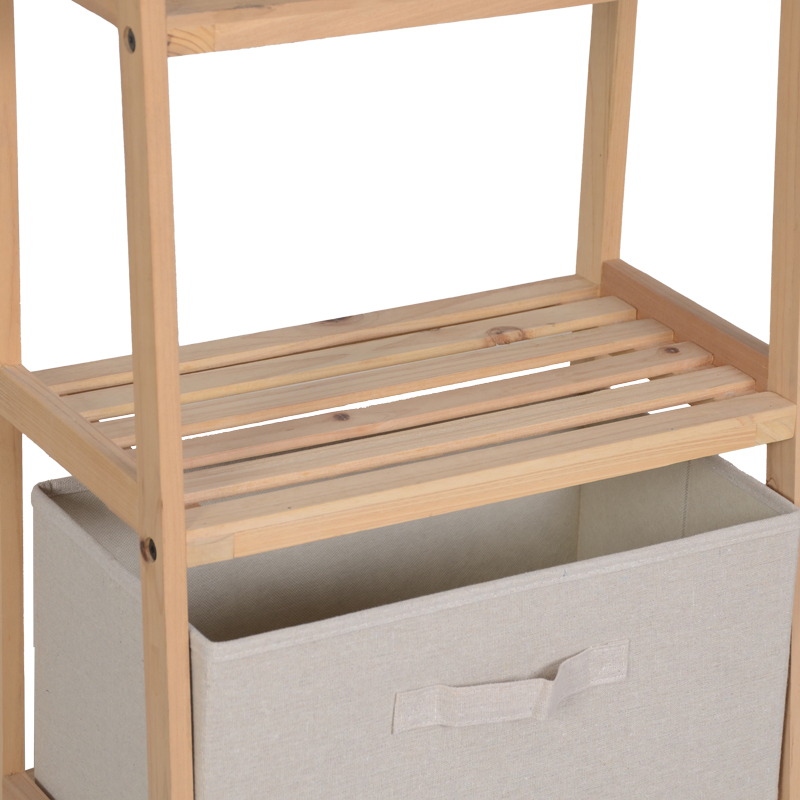 Ραφιέρα δαπέδου με συρτάρια Wolen pakoworld ξύλο ελάτου-ύφασμα σε φυσική-μπεζ απόχρωση 42x27.5x139εκ - Image 4