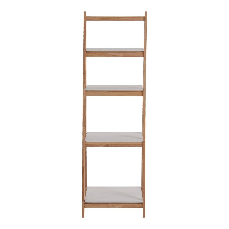 Ραφιέρα δαπέδου Benwen pakoworld πτυσσόμενη rubberwood-mdf σε λευκή-φυσική απόχρωση 42x34.5x140εκ - Image 2