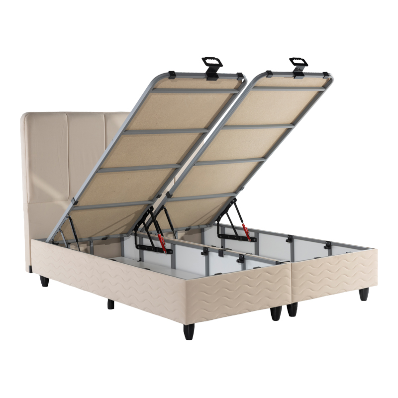 Κρεβάτι διπλό Lunda pakoworld με αποθηκευτικό χώρο κρεμ βελούδο 160x200εκ - Image 2