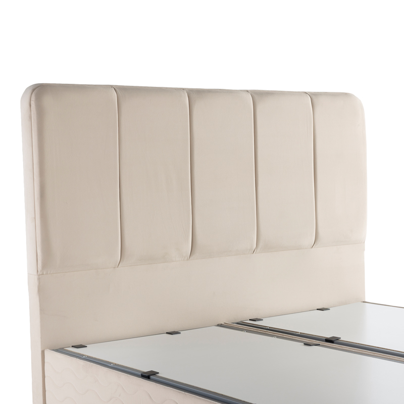 Κρεβάτι διπλό Lunda pakoworld με αποθηκευτικό χώρο κρεμ βελούδο 160x200εκ - Image 4